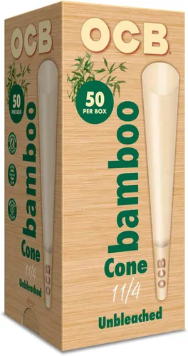 Vista 2 de OCB Conos de papel de liar preenrollados de bambú sin blanquear 1-1/4 (3.307 in) Tamaño - 50 conos