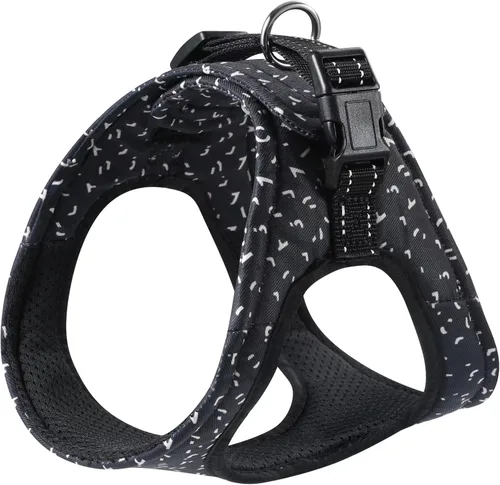 Vista 7 de Arnés de chaleco para perro, velcro ajustable sin tirones con almohadilla de esponja suave y asa reflectante, ganchos de correa de metal