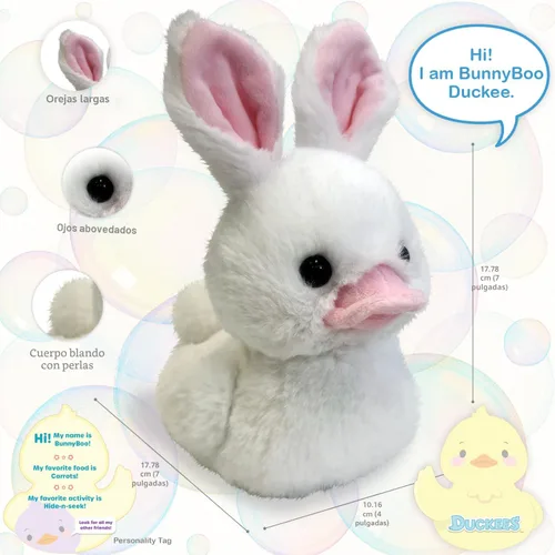 Vista 2 de World's Softest Duckees de peluche - Duckee de peluche de 7" - BunnyBoo Bunny