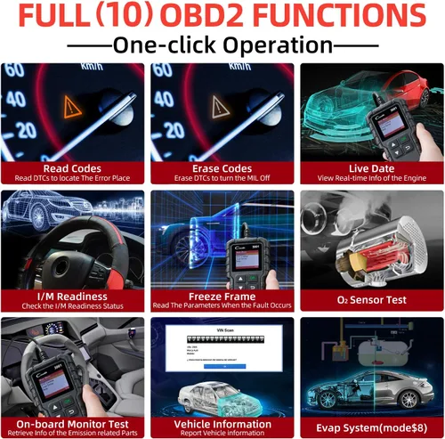 Vista 3 de LAUNCH Creader 3001 OBD2 escáner - Actualización 2025 Ver. lector de código de falla del motor, compatible con sensor O2, actualización gratuita