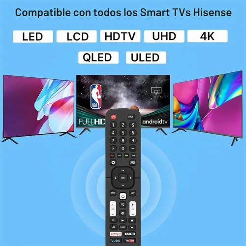 Vista 2 de Para Hisense Smart TV Control Remoto Reemplazo EN2A27, para Hisense Android/Google/LCD ULED OLED HD 4K UHD Smart TV
