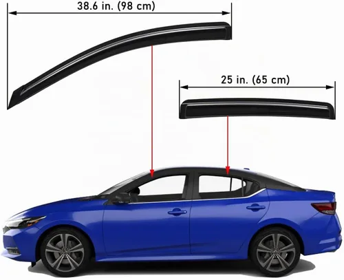 Vista 2 de Lightronic Visera de ventana de ventilación automática de montaje exterior extraduradera, se adapta a Nissan Sentra 2020-2025, protección UV