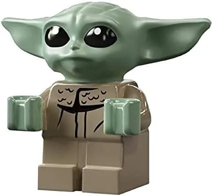 Vista 2 de LEGO Star Wars: The Child - Grogu - Minifigura Baby Yoda con portabebés / mochila - Muy pequeña (menos de 1 pulgada de alto), transparente