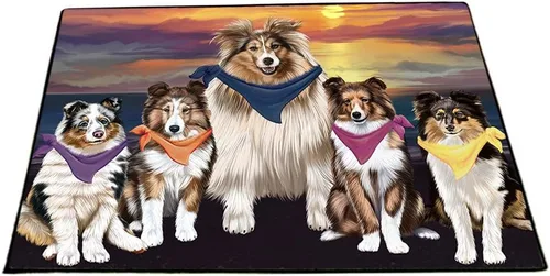 Vista 17 de Doggie of the Day Shetland Sheepdogs Floor Mat - Carnival Kissing Booth - Best Dog Doormat - Protector Decor - Unique Portrait Art - Premium Quality