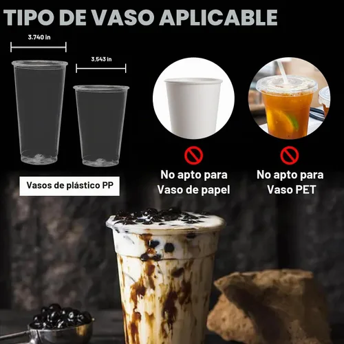 Vista 3 de JIAWANSHUN Rollo de película selladora de tazas de té, película de sellado de plástico PP, rollo de 3000 piezas para taza de plástico de 90-105 mm