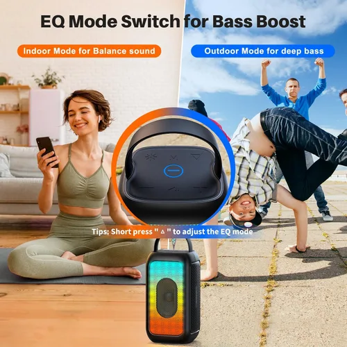Vista 4 de Bobtot Altavoz Bluetooth portátil inalámbrico, 16 horas de reproducción, pequeños altavoces de karaoke con micrófono, sonido mágico, eco, modo