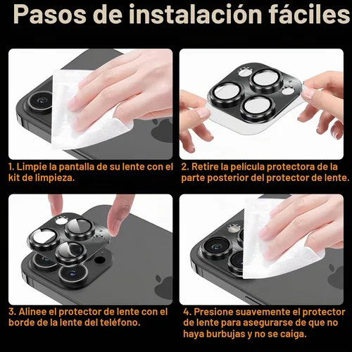Vista 6 de YWXTW Protector de lente de cámara de vidrio templado para iPhone 14 Pro Max, protección de cobertura completa 3D, tecnología de círculo nocturno