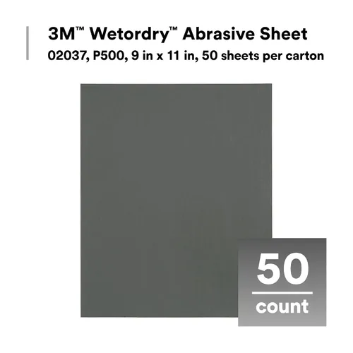 Vista 3 de 3M Wetordry Hoja Abrasiva, 413Q, 02004, Grano 320+, 9 x 11 pulgadas, Paquete de 50 Hojas de Papel de Lija para Lijado Automotriz, Lijado de Metal
