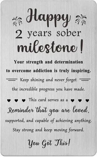 Vista 9 de TGCNQ Regalos de sobriedad de 1 mes - Regalos de recuperación para mujeres y hombres - Tarjeta de metal de aniversario sobrio de 30 días