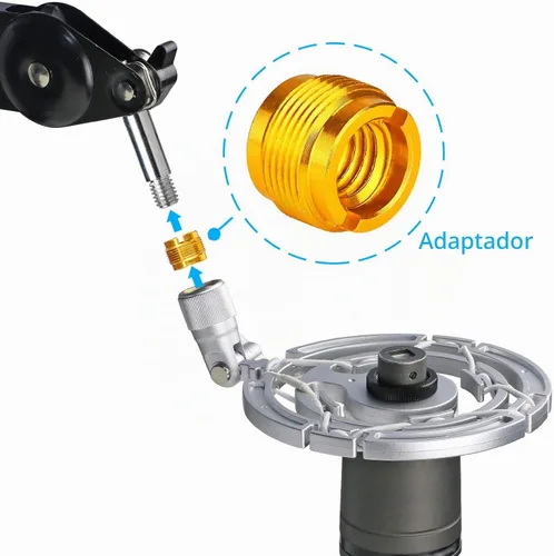 Vista 4 de 2 adaptadores de color dorado para micrófono HyperX QuadCast, Blue Yeti, Rode, Razer, Shure y la mayoría de micrófonos USB, montaje de choque