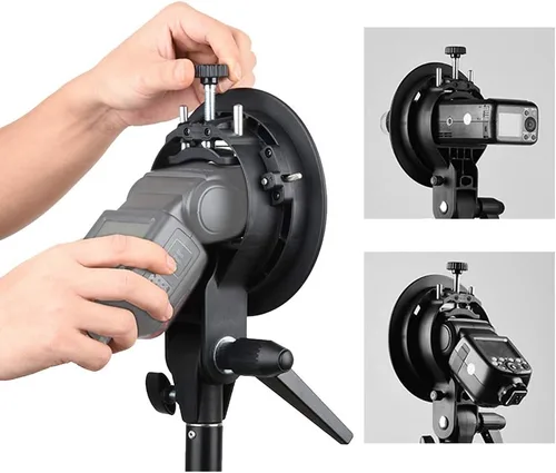 Vista 5 de Godox Soporte tipo S Bowens S Mount Holder para Speedlite Flash Snoot Softbox Honeycomb con luz USB