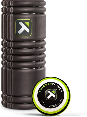 Vista 8 de TriggerPoint Grid - Rodillo de espuma original negro de 13 pulgadas + bola de masaje MB1 para masaje muscular corporal saludable
