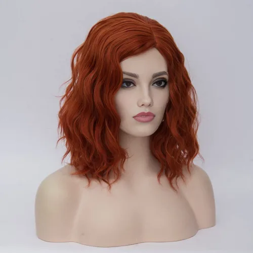 Vista 4 de Aicos Fashion - Peluca de pelo corto y rizado de 35 cm, resistente al calor, para uso diario o para carnaval, fiesta de disfraces, cosplay, peluca