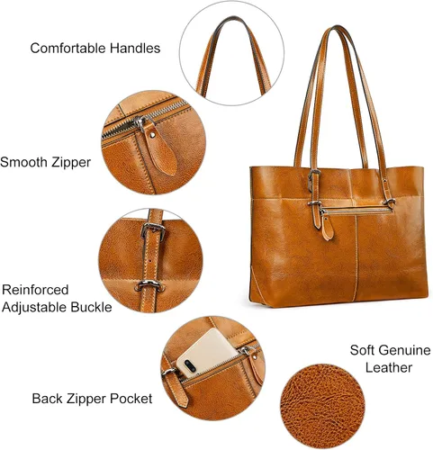 Vista 5 de Bolso de hombro para mujer S-ZONE, de estilo clásico y cuero, versión mejorada.