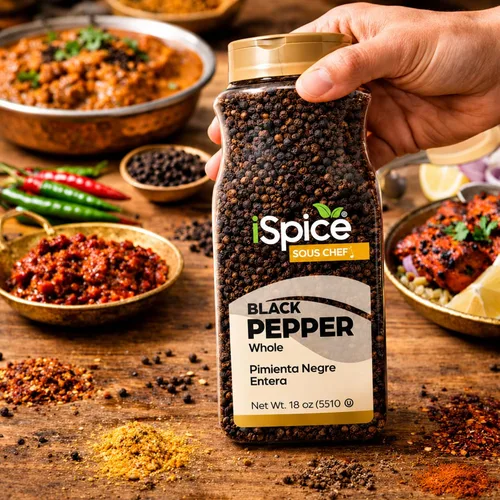 Vista 8 de iSpice Pimienta negra entera 18 onzas Tamaño al por mayor Especia gourmet Kosher