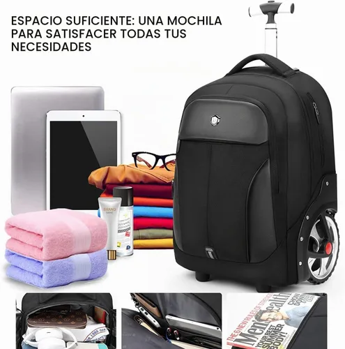 Vista 5 de WMHYLYH Mochila impermeable con ruedas de 20/22 pulgadas, Negro