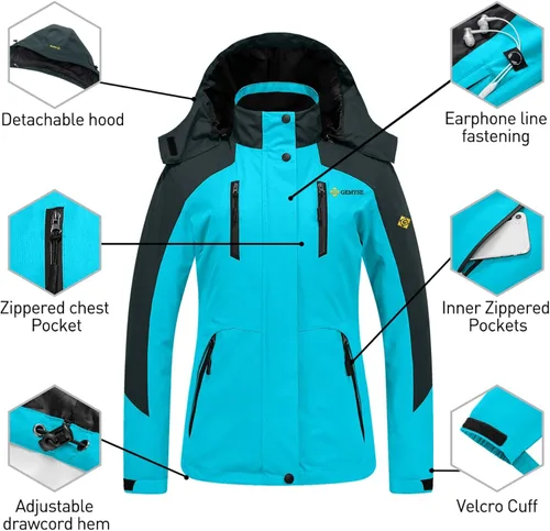 Vista 6 de GEMYSE Chaqueta de nieve impermeable 3 en 1 para mujer, abrigo de invierno aislado