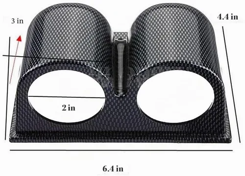Vista 2 de ESUPPORT de fibra de carbono 2" 52mm resistente universal con dos orificios para montar medidores de tablero en auto Agujero doble