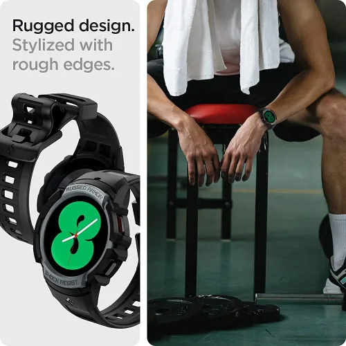 Vista 5 de Spigen Rugged Armor Pro - Correa diseñada para Samsung Galaxy Watch FE (2024), 5 de 1.575 in (2022), 4 de 1.575 in (2021) con protector de funda