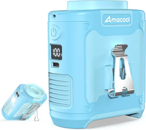 Vista 25 de AMACOOL Mini ventilador de cintura portátil con clip, 13,000 rpm, 4 velocidades, ventilador de cuello personal, hasta 24 horas de duración