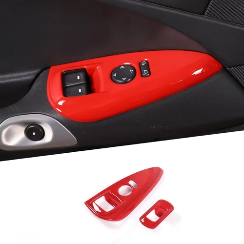 Vista 8 de Cubierta de panel de botón de elevación de vidrio para ventana de automóvil, compatible con Chevrolet Corvette C6 2005-2013, accesorios interiores