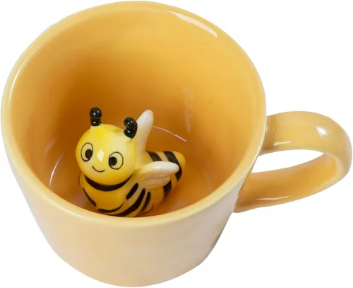 Vista 13 de Taza de Cerámica de Caracol DIHOclub Taza de Caracol Oculta con Animal 3D Dentro, Serie Jardín Figura Hecha a Mano (Verde Manzana)