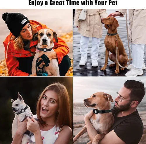 Vista 6 de Compatible con collar de perro Airtag, collar de perro ajustable con hebilla de cierre rápido duradera, collar de perro de nailon de imitación
