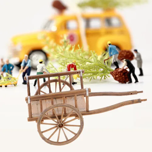Vista 5 de STOBOK Carro de cultivo en miniatura, modelo de casa de muñecas, carretillas en miniatura, carrito de simulación, adornos de paisaje, carro antiguo