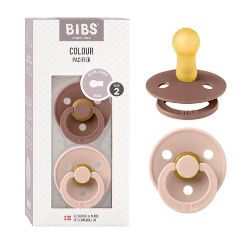 Vista 120 de BIBS - Paquete de 2 chupetes para bebés, goma natural libre de bisfenol A, hechos en Dinamarca, colección Colour, para bebés de 18+ meses, azul bebé