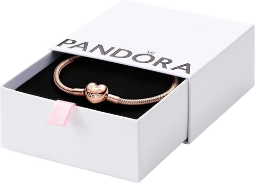 Vista 13 de PANDORA, Moments - Pulsera de cadena tipo serpiente con cierre de corazón, pulsera con dije compatible con dijes de Moments, viene con caja de regalo