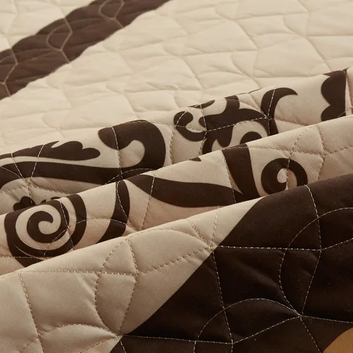Vista 5 de WPM - Juego de edredón ligero con estampado occidental con funda de almohada, color marrón dorado, tamaño extragrande (100 x 95 pulgadas), colcha