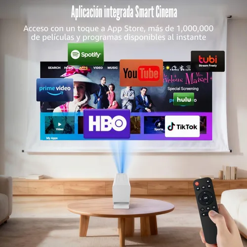 Vista 2 de Mini proyector con Wifi y Bluetooth, proyector inteligente compatible
