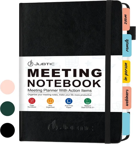 Vista 9 de JUBTIC Cuaderno de reuniones para el trabajo con artículos de acción, planificador de proyectos para oficina y negocios, toma de notas, suministros