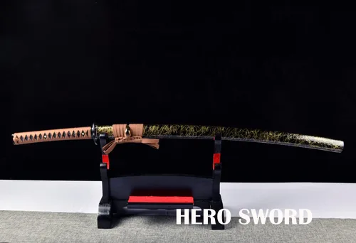 Vista 2 de Katana de acero de aluminio hecha a mano Hoja roma Espada japonesa Samurai Práctica Iaido Bushido Cuchillo