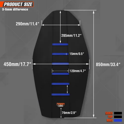 Vista 6 de Universal Funda de Asiento para Moto de Cross - Fundas de Asiento de Goma Suave Acanalada para Motocross Enduro Azul
