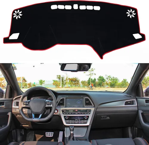 Vista 9 de para Hyundai Sonata 2011 2012 2013 2014 Funda para salpicadero, Funda para consola central, Alfombrilla para salpicadero, Protector de alfombra Negro