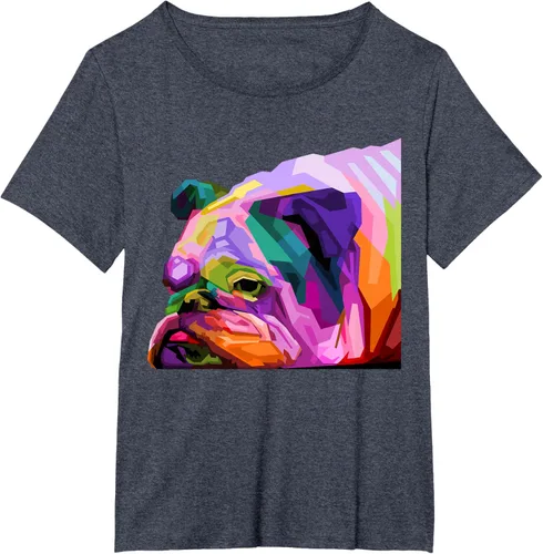 Vista 55 de Camiseta de retrato pop artístico de bulldog británico inglés para dueños de perros, Negro, S