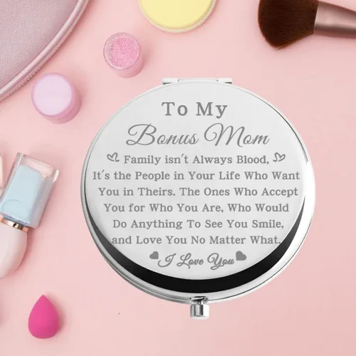 Vista 7 de bobauna Espejo de bolsillo para mamá, regalo para madre madrastra, regalo para la familia Isn't Always Blood Bonus Mom Espejo de maquillaje