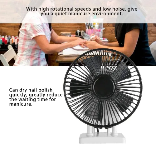 Vista 2 de Dioche Mini ventilador eléctrico de uñas con flujo de aire de 13 W de alto, ventilador de escritorio portátil con 2 ajustes de velocidad