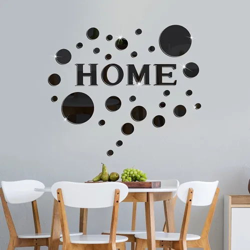 Vista 4 de Zonon 30 Piezas Decoración de Pared de Sala de Estar Hogar Espejo Pared Letras Señales Pegatinas DIY Calcomanías de Espejo Acrílico Decoraciones 3D