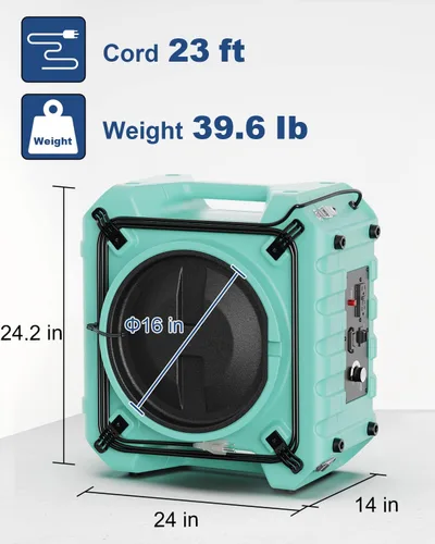 Vista 8 de ALORAIR PureAiro HEPA Pro 770 - Limpiador de aire industrial, sistema de filtración de 3 etapas, toma GFCI, máquina negativa, limpiador de aire