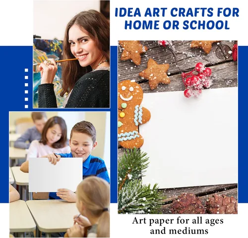 Vista 7 de 100 hojas de papel de acuarela de 3 tamaños, pintura a granel, papel blanco de prensa en frío, papel de color de agua para artistas, niños