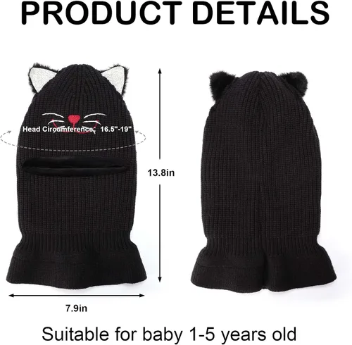 Vista 2 de Bbaby - Conjunto de bufanda y gorro de invierno para niños pequeños, bufandas con capucha y forro polar cálido
