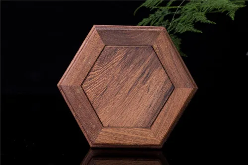 Vista 3 de Hermosa mano artesanal hexagonal palisandro oriental Fishbowl jarrón soporte 4.5