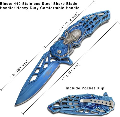 Vista 2 de Snake Eye Tactical Cuchillo de bolsillo plegable Mango de diseño de hoja resistente (azul)