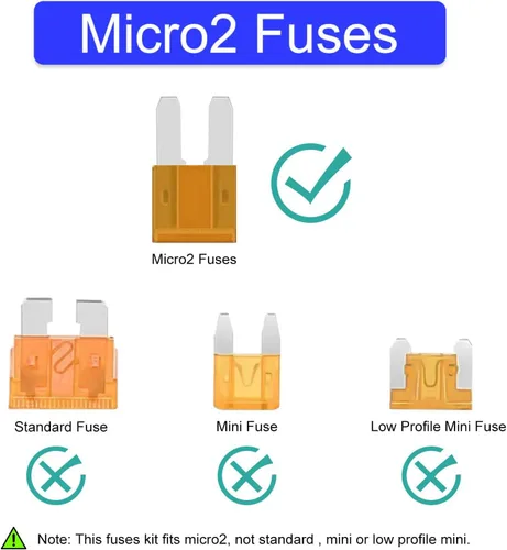 Vista 2 de Gebildet Fusibles de coche de hoja Micro2 5A 5A Fusibles automotrices para vehículos recreativos, motocicletas, camiones (paquete de 10 unidades)