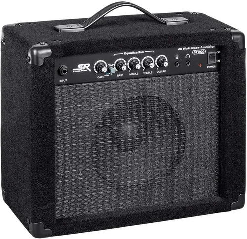 Vista 2 de Monoprice Amplificador combinado de graves 1x8 de 20 vatios, ecualizador de 3 bandas, salida de auriculares