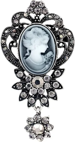 Vista 19 de LUREME Vintage Elegante Dama Victoriana Belleza Cameo con Broche de Cristal Pin (br000017)