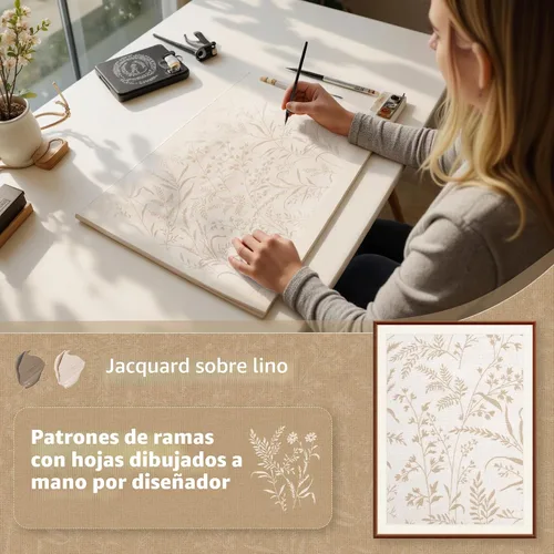 Vista 4 de BGment Cortinas de lino beige para sala de estar de 63 pulgadas de largo, 2 paneles
