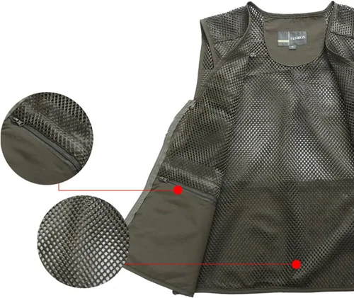 Vista 4 de Chaleco Flygo para hombre, para pesca, trabajo, safari, viaje de reportajes o para actividades al aire libre en verano, con bolsillos